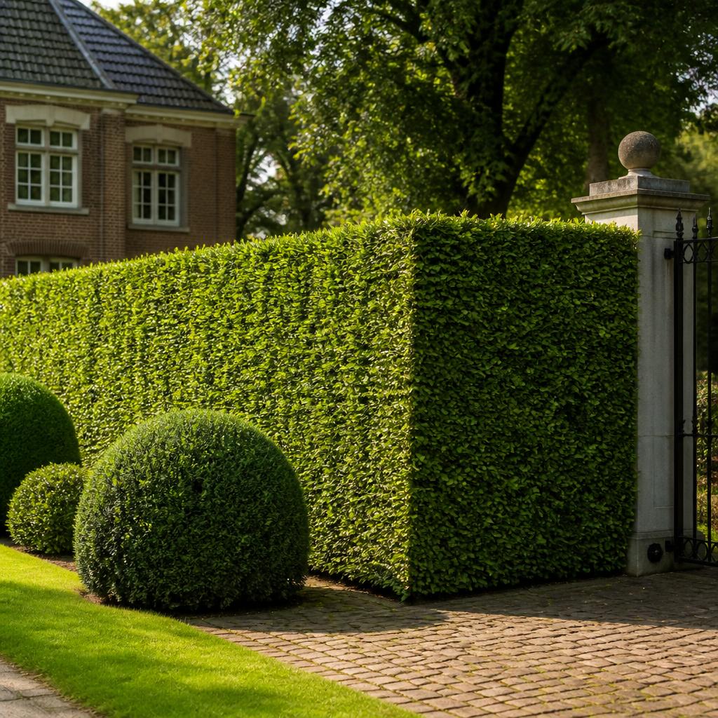 Strak geknipte groene haag